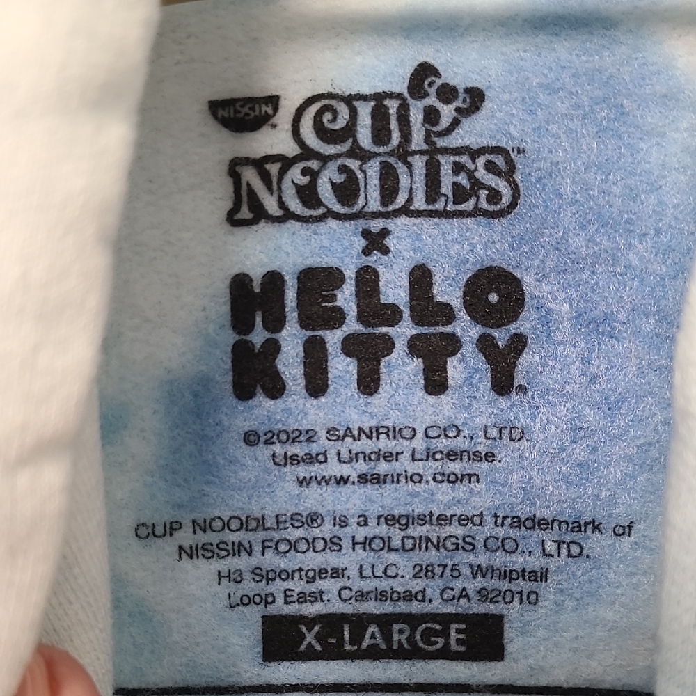 Cup Noodles X Hello Kitty Blue Pink White Tie Dye Cup Noodles Hoodie XL - Picture 2 of 14